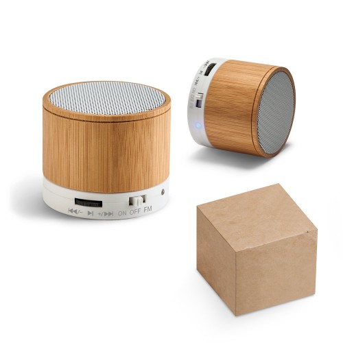 Caixa de som com Microfone bambu
