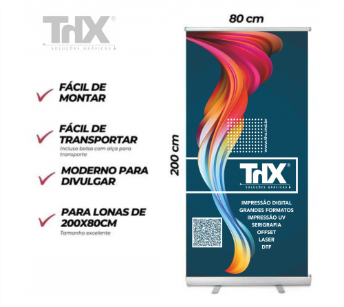 Roll-up com Banner 80x200 cm - Suporte Aluminio