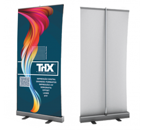 Roll-up com Banner 80x200 cm - Suporte Aluminio