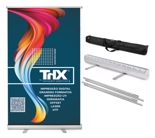 Roll-up com Banner 120x200 cm - Suporte Aluminio